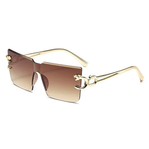 New Arrival Rimless Sunglasses Square Women Rectangle Men Shades Big Sun Glasses for Female Male Metal Frame Sunglasses ﻿