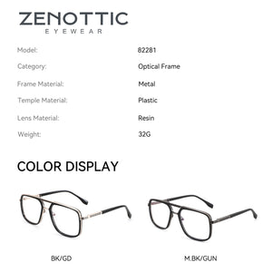 ZENOTTIC（M Size）Metal Prescription Glasses Aviator Optical Eyewear With Recipe Man Myopia Eyeglasses Men