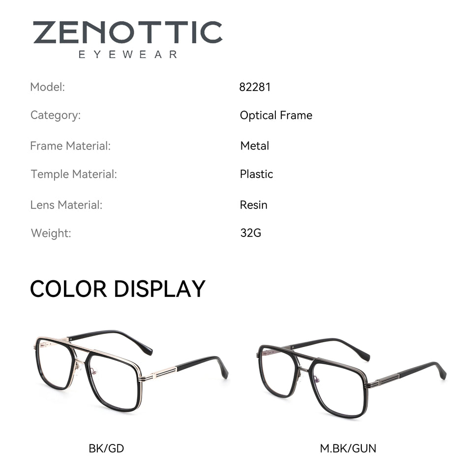 ZENOTTIC（M Size）Metal Prescription Glasses Aviator Optical Eyewear With Recipe Man Myopia Eyeglasses Men
