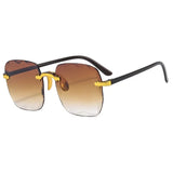 Square Rimless Sunglasses for Women Luxury Brand Designer Summer Gradient Sun Glasses Men's Fashion Glasses UV400 Shades Oculos