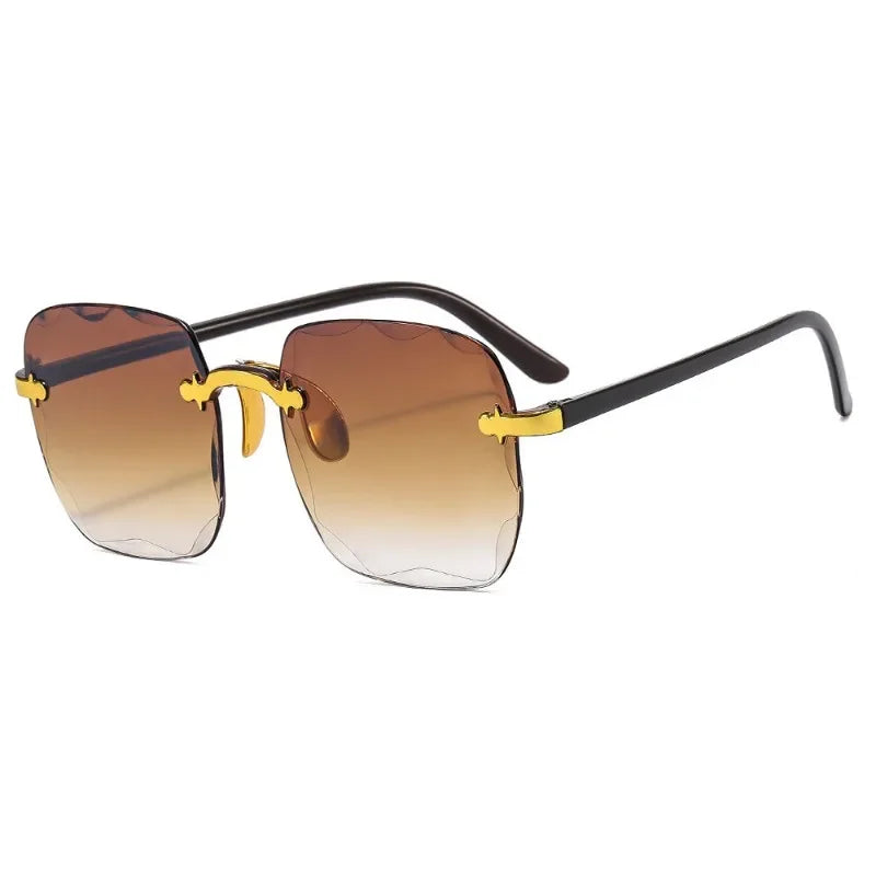 Square Rimless Sunglasses for Women Luxury Brand Designer Summer Gradient Sun Glasses Men's Fashion Glasses UV400 Shades Oculos