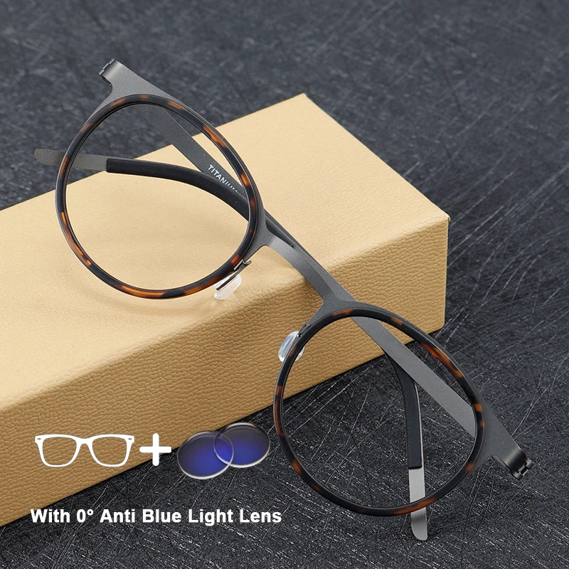 Denmark Luxury Brand Pure Titanium Eyewear Screwless Design Men Glasses Frame Mirror Ring Separation Blue Light Eyeglasses