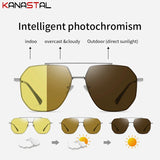 Men Night Vision Sunglasses UV400 Photochromic Sun Glasses Women Metal Eyeglasses Frame Cycling Goggles Anti Glare Shade Eyewear
