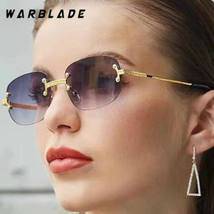 2025 Luxury Punk Metal Rimless Oval Women's Sunglasses Brand Designer Men Sunglass Traveling Party Fashion Eyewear Lentes UV400