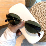 New Oval Sunglasses for Women Men Trendy Metal Frame Sun Glasses Classic Shades