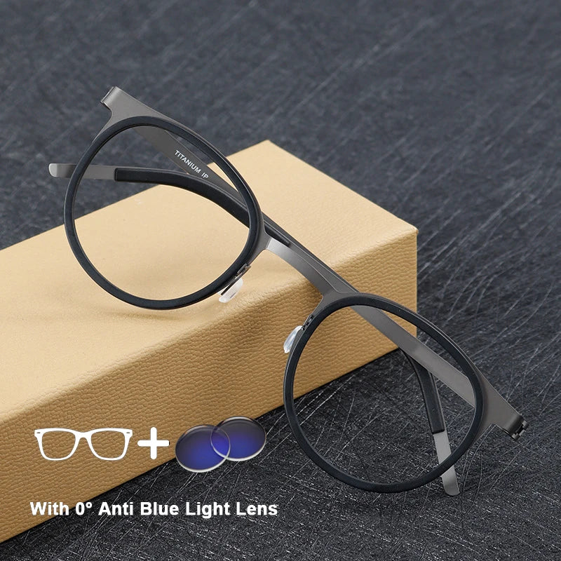 Denmark Luxury Brand Pure Titanium Eyewear Screwless Design Men Glasses Frame Mirror Ring Separation Blue Light Eyeglasses