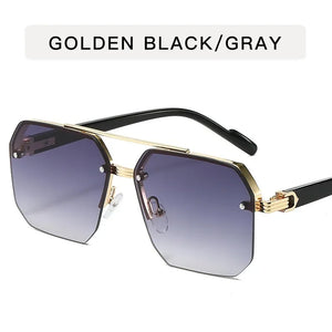 Men's Metal Sunglasses Square Half Frame Rice Nails Casual Trend Personality Retro Fashion Outdoor Sports Eyeglasses