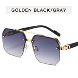 Men's Metal Sunglasses Square Half Frame Rice Nails Casual Trend Personality Retro Fashion Outdoor Sports Eyeglasses