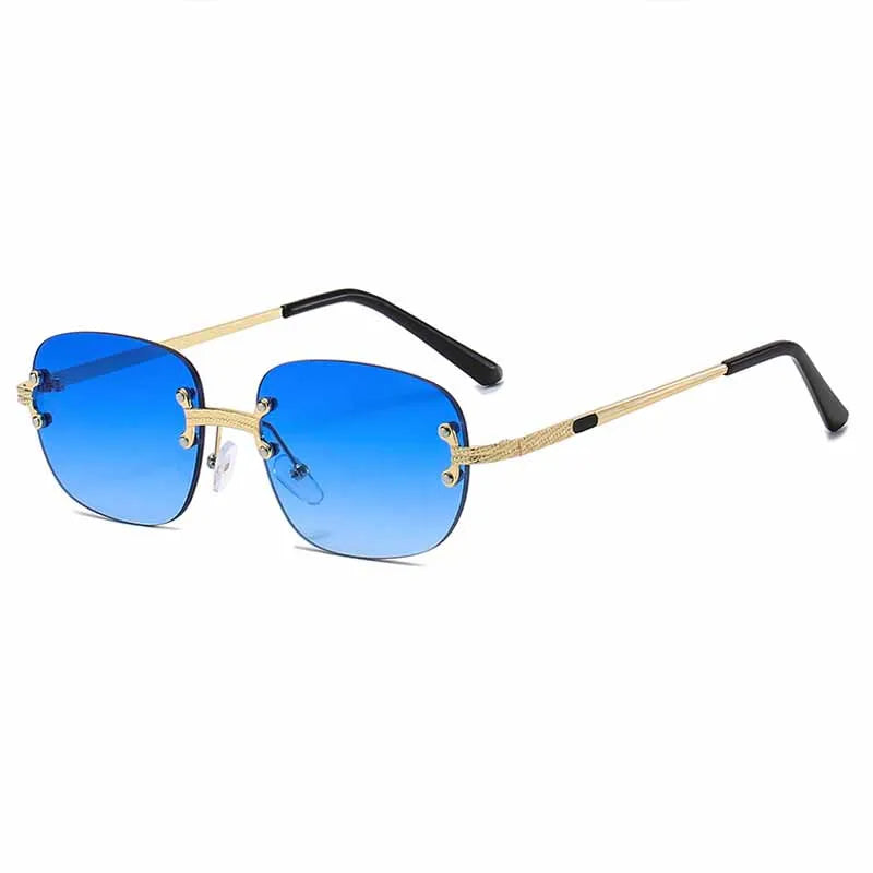 2025 Luxury Punk Metal Rimless Oval Women's Sunglasses Brand Designer Men Sunglass Traveling Party Fashion Eyewear Lentes UV400