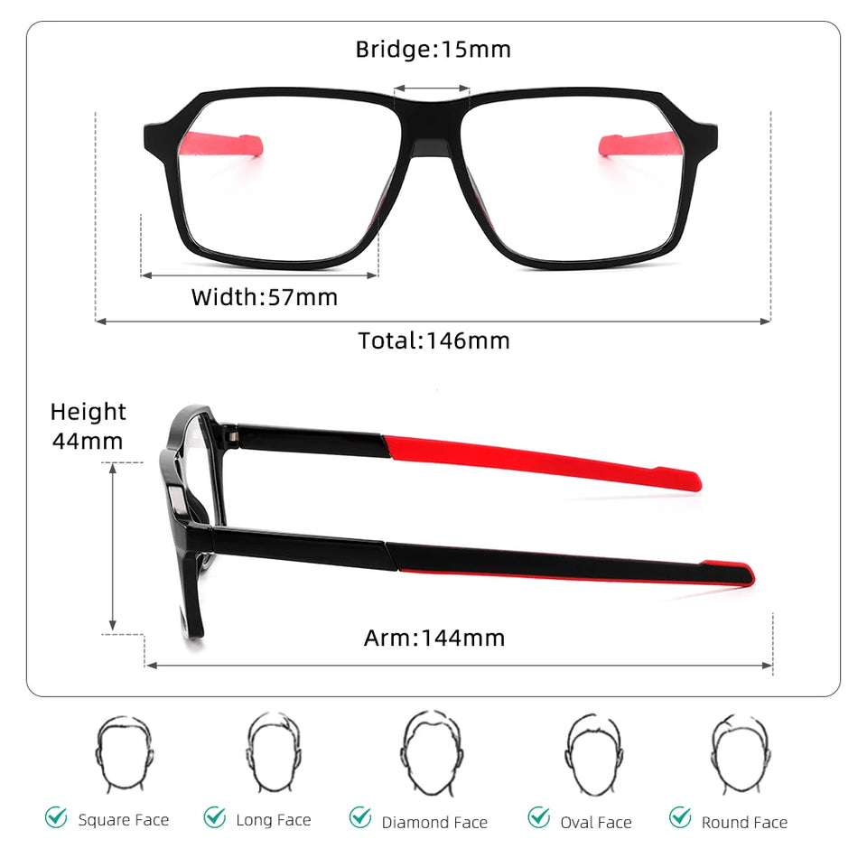 Luxury Brand New Men Women Sports Glasses Mtb Bicycle Eyewear Square Optical Prescription Eyeglasses Frames TR90 Trendy Frames
