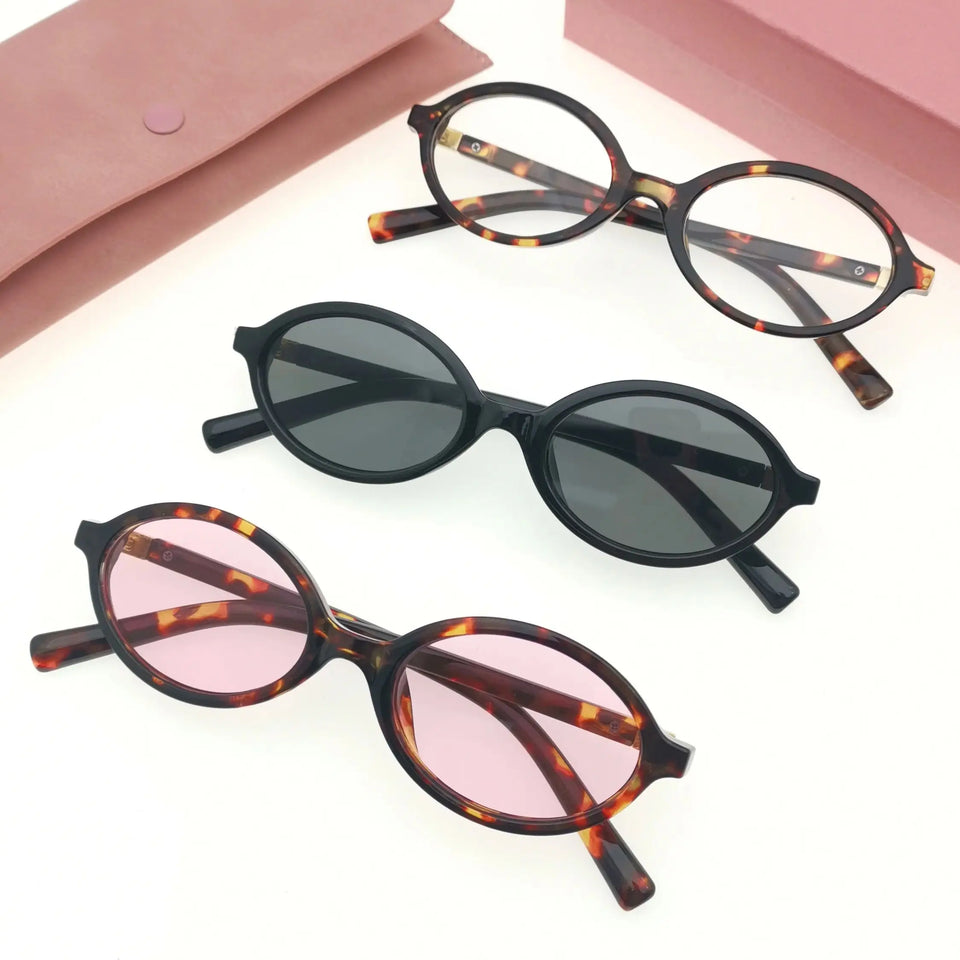 Vintage Oval Sunglasses Women New Luxury Brand Designer Small Oval Anti Blue Light Glasses Retro Fashion Men Leopard Eyegalsses