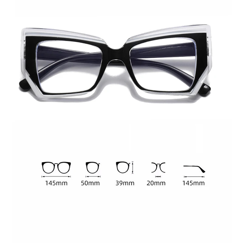 Cat Eye Anti Blue Light Glasses Women Trendy Polygonal Vintage Luxury Design Eyeglasses Ladies Fashion Irregular Square Eyewear
