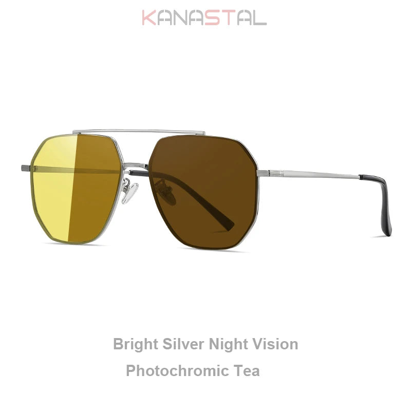 Men Night Vision Sunglasses UV400 Photochromic Sun Glasses Women Metal Eyeglasses Frame Cycling Goggles Anti Glare Shade Eyewear