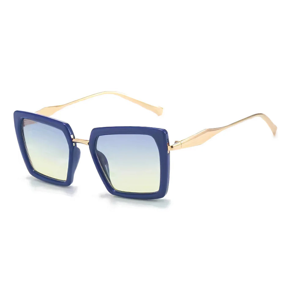 Vintage Sunglasses for Women Green Golden Fashionable Square Glasses High-end Feel Deep Green Lenses for Women Glasses