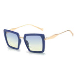 Vintage Sunglasses for Women Green Golden Fashionable Square Glasses High-end Feel Deep Green Lenses for Women Glasses