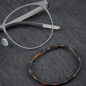 Denmark Luxury Brand Pure Titanium Eyewear Screwless Design Men Glasses Frame Mirror Ring Separation Blue Light Eyeglasses