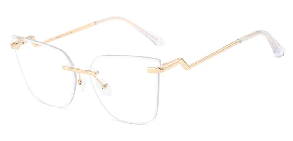 Fashion New Rimless Computer Glasses Women Luxury Designer Blue Light Blocking Glasses Frame Ultralight Square Decoration Eyewea
