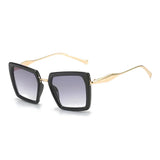 Vintage Sunglasses for Women Green Golden Fashionable Square Glasses High-end Feel Deep Green Lenses for Women Glasses