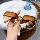 Square Rimless Sunglasses for Women Luxury Brand Designer Summer Gradient Sun Glasses Men's Fashion Glasses UV400 Shades Oculos