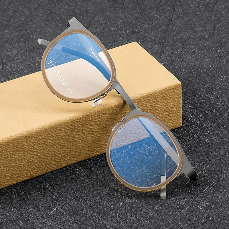 Denmark Luxury Brand Pure Titanium Eyewear Screwless Design Men Glasses Frame Mirror Ring Separation Blue Light Eyeglasses