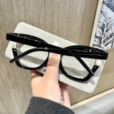 Clear Blue Ray Blocking Eyeglasses Large Glasses Frame Women Fashion Brand Design Pearl Spectacle Frame Trend Round Eyewear