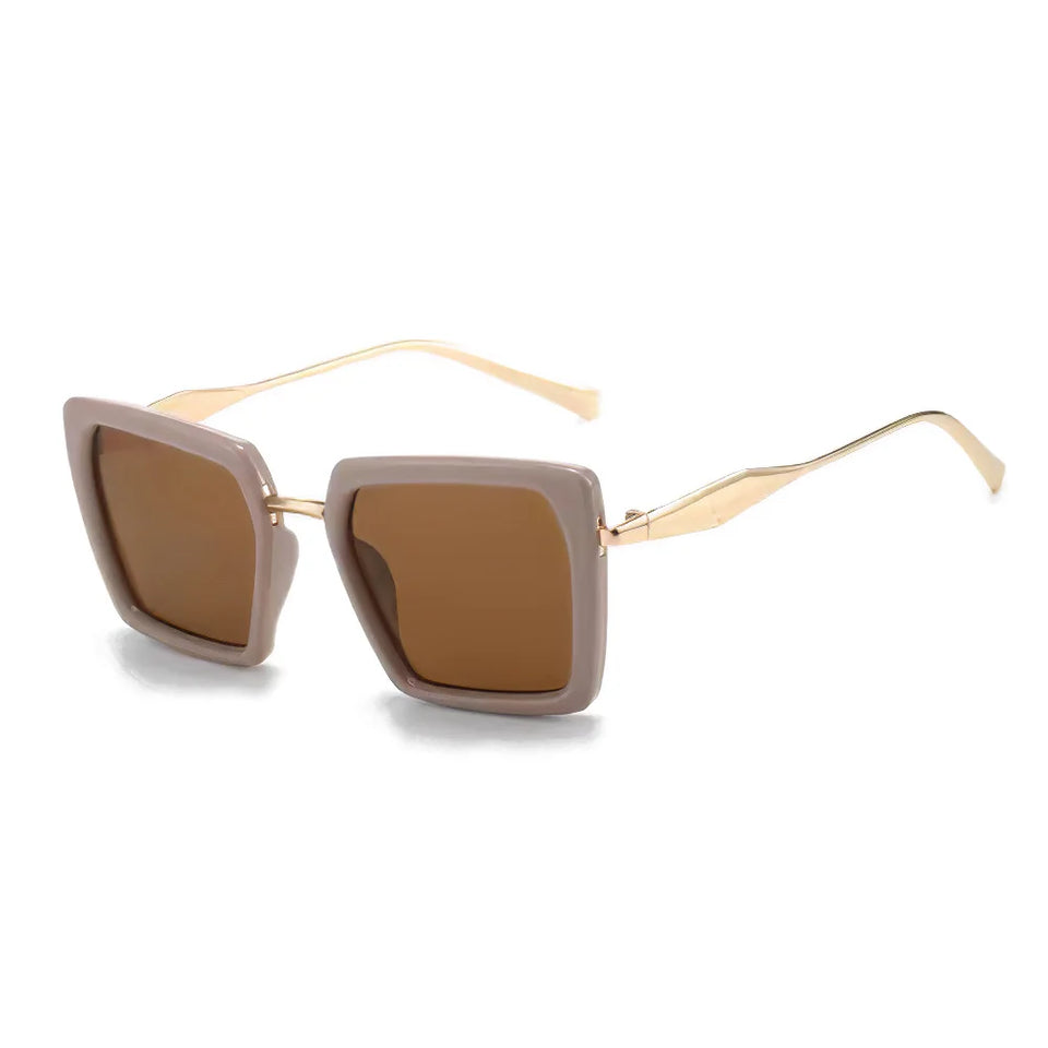 Vintage Sunglasses for Women Green Golden Fashionable Square Glasses High-end Feel Deep Green Lenses for Women Glasses