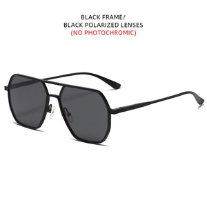 Luxury Metal Photochromic Sunglasses Men Women Fashion Polarized Sun Glasses Stylish Chameleon Anti-glare Driving Shades UV400