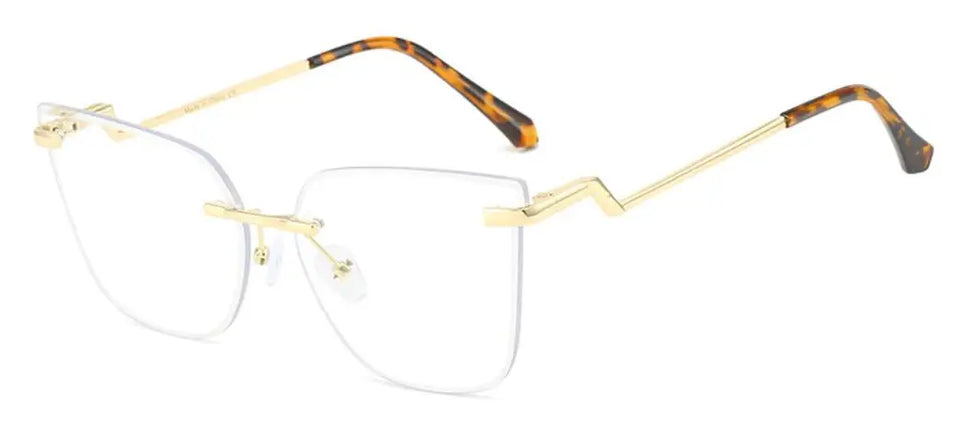 Fashion New Rimless Computer Glasses Women Luxury Designer Blue Light Blocking Glasses Frame Ultralight Square Decoration Eyewea